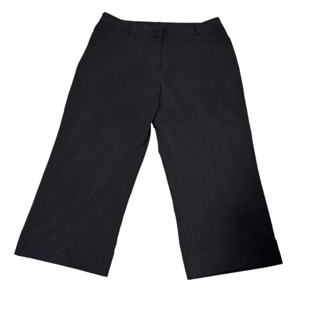 Briggs New York Black Crop Pants Flat Front Wide Leg Women’s Sz 14